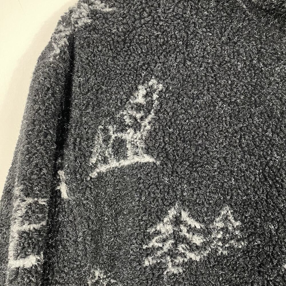 Vintage Chaps Ralph Lauren Fleece Men XL Charcoal Howling Wolf Pine Tree Y2K - Picture 5 of 11
